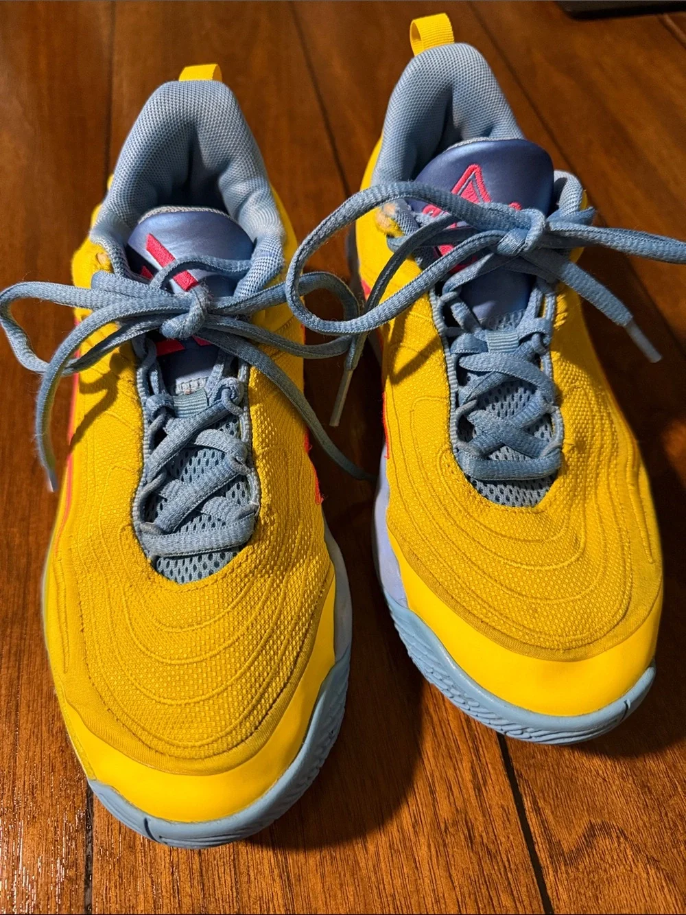 Nike Kids Yellow & Light Blue Athletic Sneakers with Pink Accent